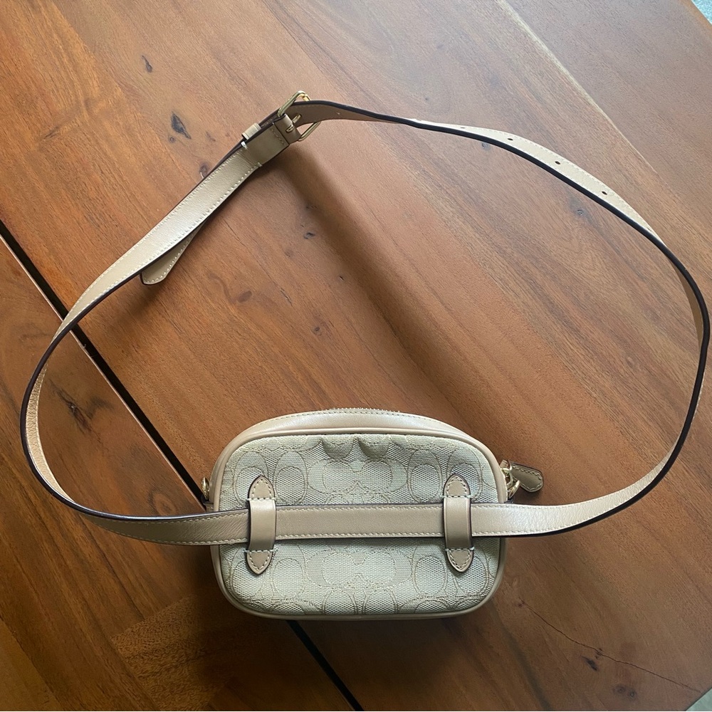 Coach Ivie Womens Beige Convertible Gold Zip Jacquard Small Belt Crossbody Bag - Picture 6 of 15